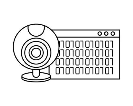Webpage template with binary code numbers and webcam Stock Illustration