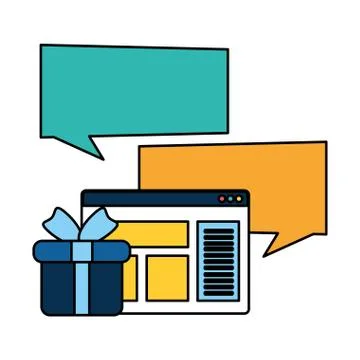 Webpage template with ecommerce icons Stock Illustration