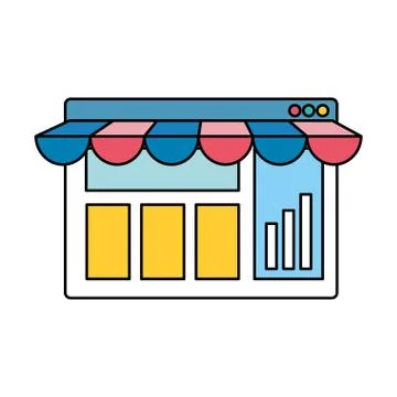 Webpage template with ecommerce tent Stock Illustration