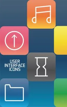 Webpage template with interface set block gradient icons Stock Illustration