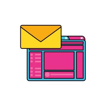 Webpage template media with envelope Stock Illustration