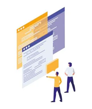 Webpage templates with mini people workers 스톡 일러스트