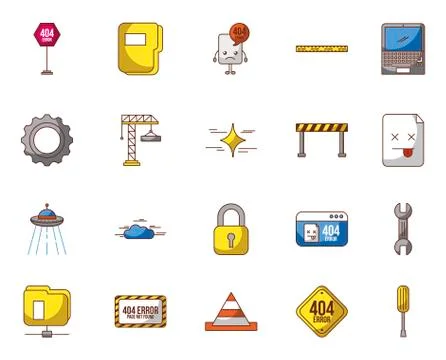 Webpage under construction set icons Stock Illustration