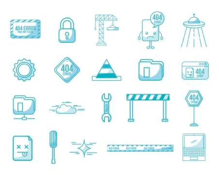 Webpage under construction set icons Stock Illustration