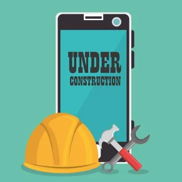 Webpage under construction with smartphone Stock Illustration