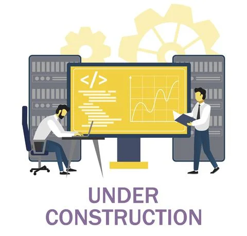 Webpage under construction. System administrators fixing web site page error Stock Illustration