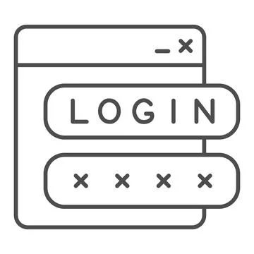 Webpage with user authorization thin line icon, web security concept, Login form Stock Illustration