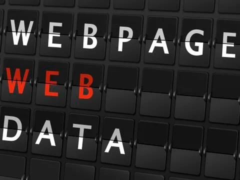 Webpage web data words on airport board Ilustración de archivo