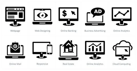 Webpage, web designing, online banking Stock Illustration