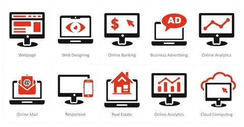 Webpage, web designing, online banking Stock Illustration