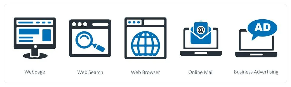 Webpage, web search, web browser Stock Illustration