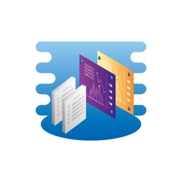 Webpages templates with statistics and documents Stock Illustration