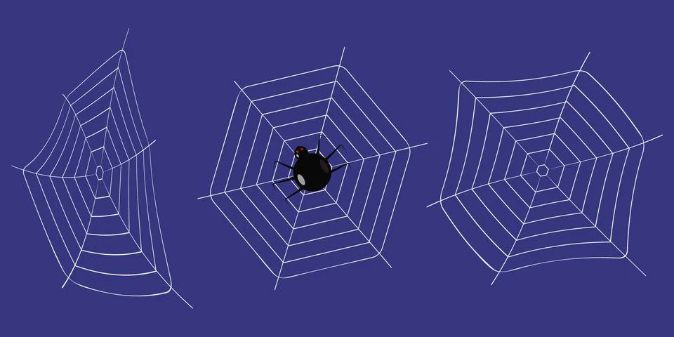 Webs with spiders on a dark background Stock Illustration