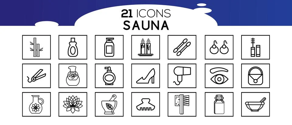 WebSauna elements - thin line web icon set.Icons in flat, contour, outline, t Stock Illustration