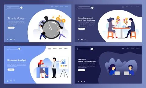 WebSet of creative website template concepts for website and mobile apps design Stock Illustration