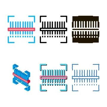 Webshop scanning barcode icon types vector outline Stock Illustration