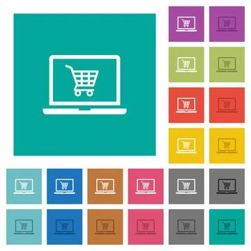 Webshop square flat multi colored icons 스톡 일러스트