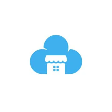 WebShop Store Cloud Symbol. Web Icon Logo Template Design Element. イラスト素材