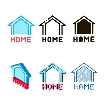 Webshop variations home button icon vector outline Stock Illustration
