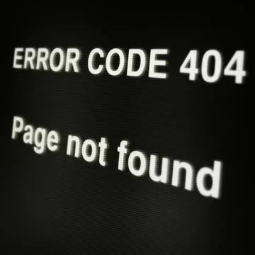 Website, 404 and search error on computer screen with information code Stock Photos