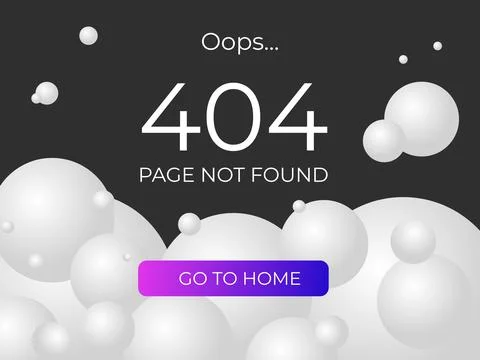 Website 404 error. UX UI page design. Bright button. Illustrazione stock