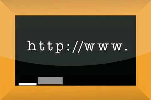 Website address drawn in chalk on a blackboard 스톡 일러스트