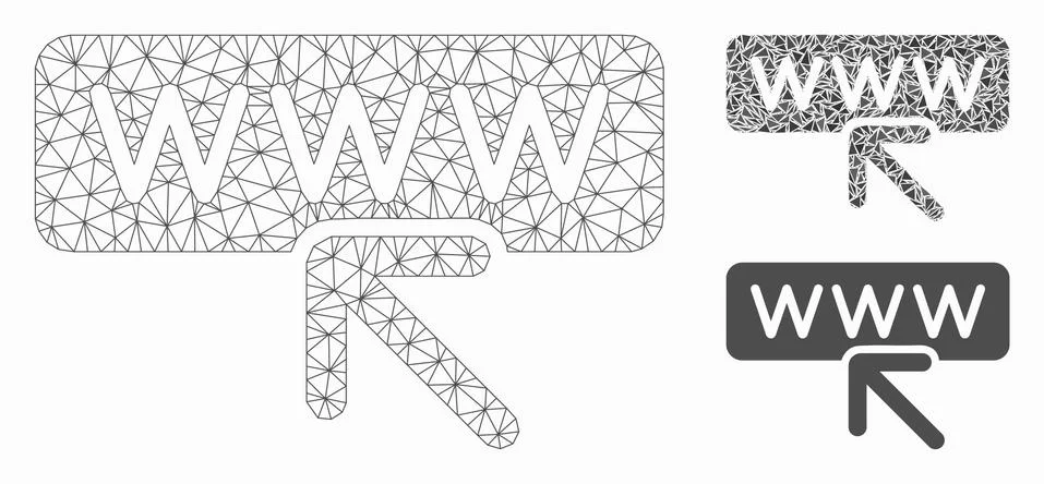 Website Address Vector Mesh Carcass Model and Triangle Mosaic Icon Stock Illustration