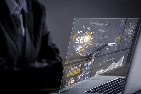 Website admins using SEO tools to get their websites ranked in top search r.. Foto stock