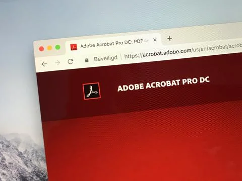 Website of Adobe Acrobat Pro Creative Cloud. Stock Photos