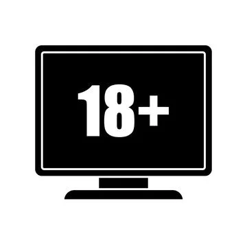 Website for adults only vector icon. TV with 18+ symbol. Stock Illustration