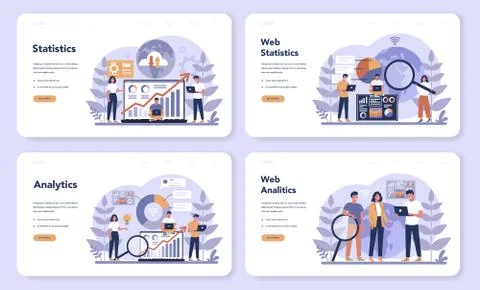 Website analysis concept web banner or landing page set. Web page Stock Illustration