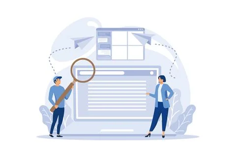 Website analyst concept set. Web page improvement for business promotion as.. 스톡 일러스트