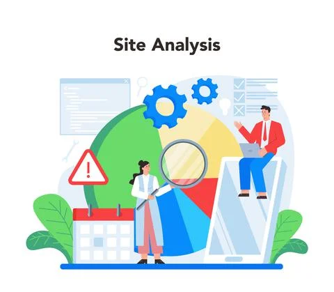 Website analyst concept. Web page improvement for business promotion Stock Illustration