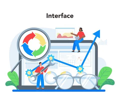 Website analyst online service or platform. Web page improvement Stock Illustration