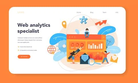 Website analyst web banner or landing page. Web page improvement 스톡 일러스트