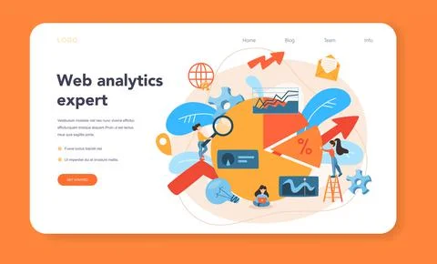Website analyst web banner or landing page. Web page improvement Stock-Illustration