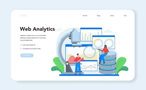 Website analyst web banner or landing page. Web page improvement Stock Illustration