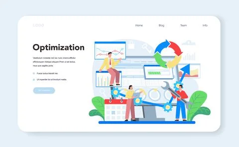 Website analyst web banner or landing page. Web page improvement Stock-Illustration