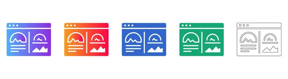 Website Analytics and Content Preview Icons Illustrazione stock