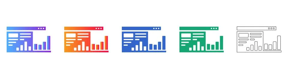 Website Analytics and Data Reporting Dashboard Icons Stock Illustration
