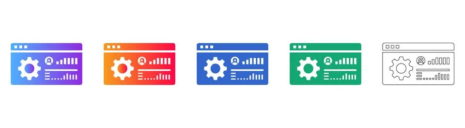 Website Analytics and Management Dashboard Icons Illustrazione stock