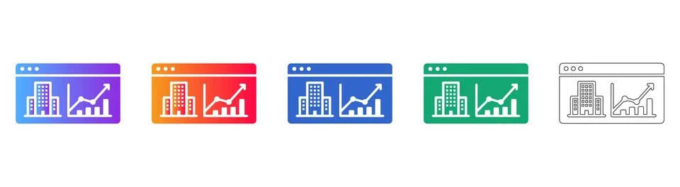Website Analytics Dashboard Icons Illustrazione stock