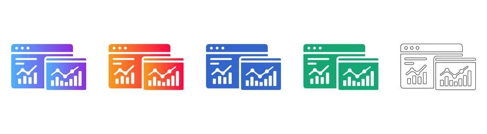 Website Analytics Dashboard Icons Stock Illustration