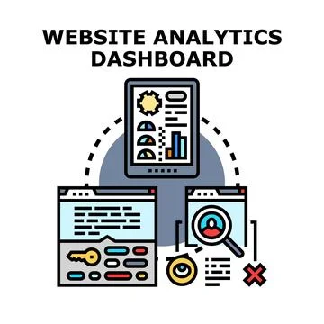 Website analytics dashboard showing data optimization process Illustrazione stock