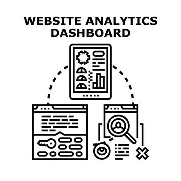 Website analytics dashboard showing data optimization process Stock Illustration