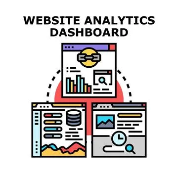 Website analytics dashboard system evaluating online data Stock Illustration