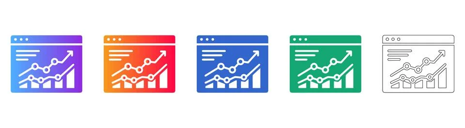 Website Analytics Growth Charts Illustrazione stock
