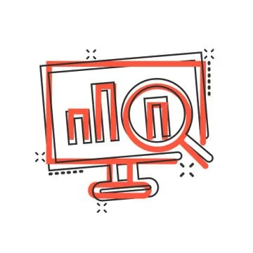 Website analytics icon in comic style. SEO data cartoon vector illustration o イラスト素材
