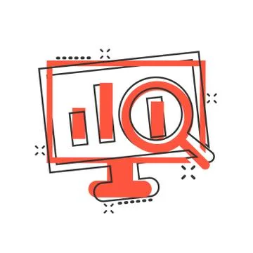 Website analytics icon in comic style. SEO data cartoon vector illustration o イラスト素材