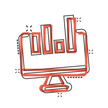 Website analytics icon in comic style. SEO data cartoon vector illustration o Stock Illustration